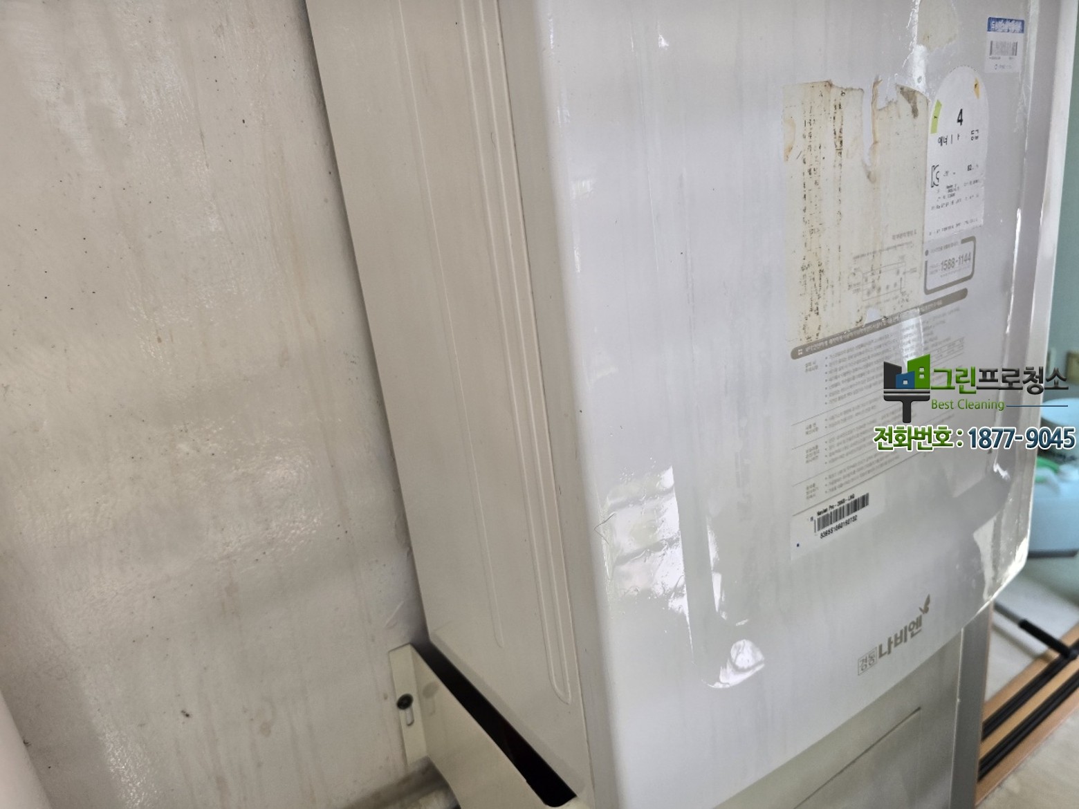 비둘기 배설물로 오염된 난간과 바닥