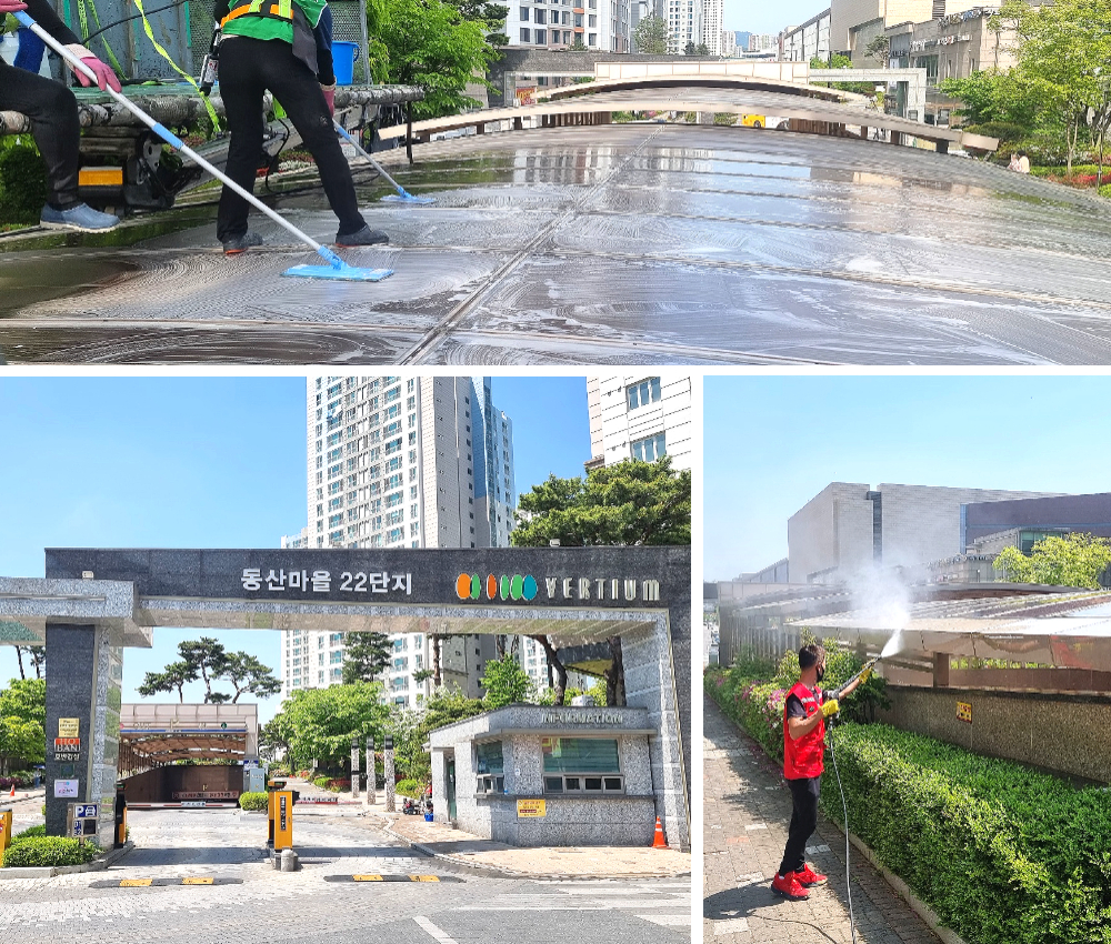 안산시 외부 건물청소 - 새 빌딩의 아름다움을 유지하세요 관한 작업사진입니다.